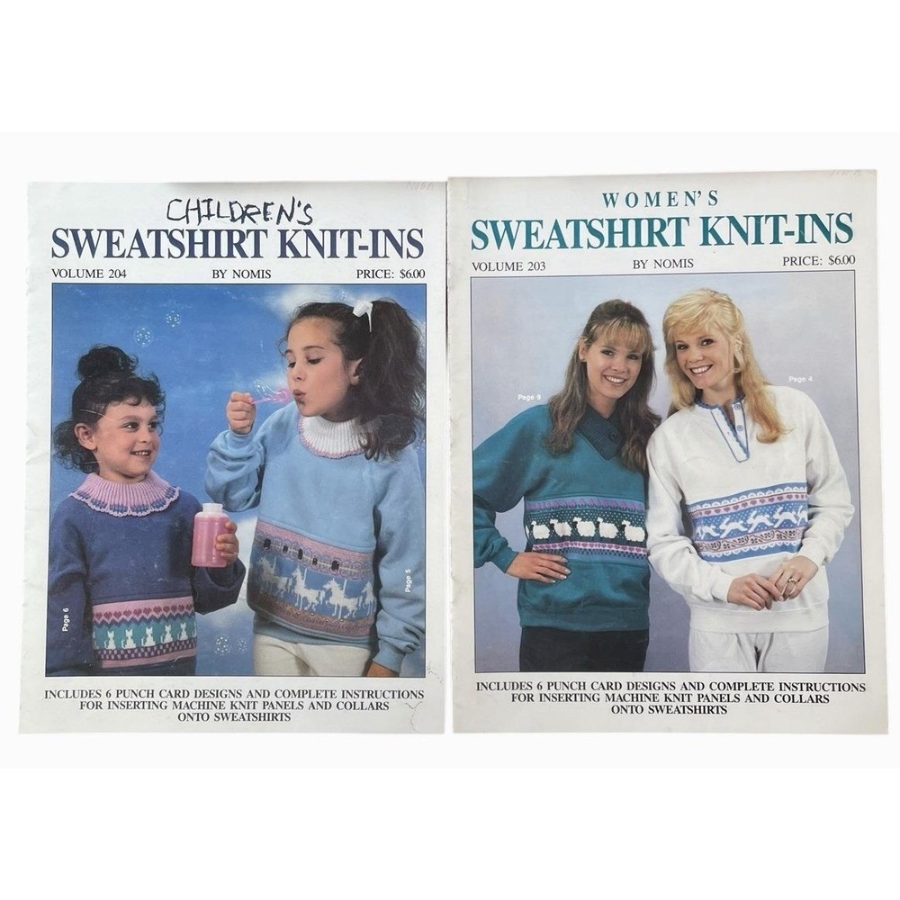 Nomis Sweatshirt Knit-Ins Pattern Booklets Vol 203 204 Womens Kids Knitting DIY